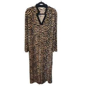 Vintage Diamond Tea Tiger Print Loungewear Robe Maxi Made Canada Medium